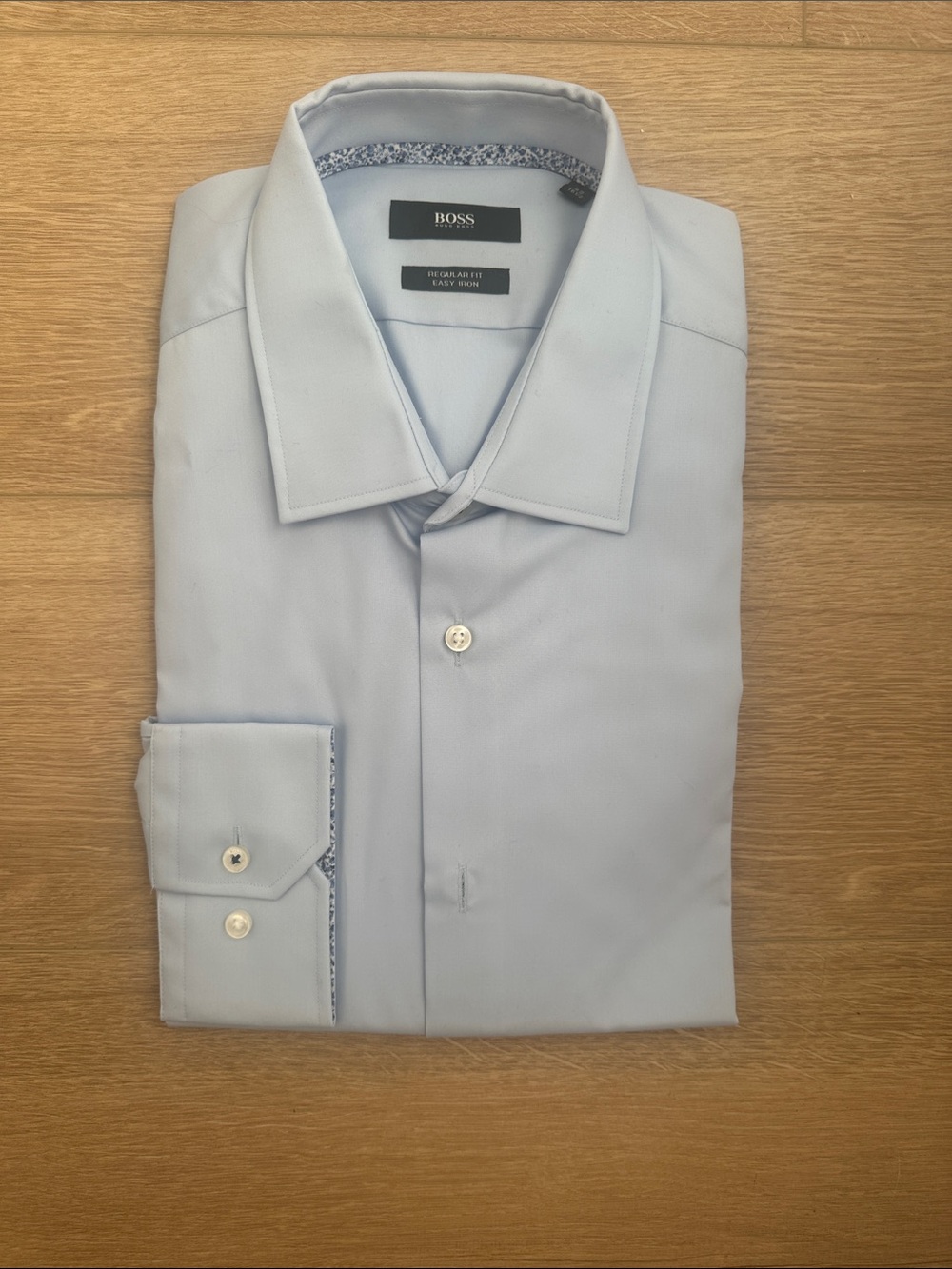 BOSS Light Blue Men's Dress Shirt with Contrast Trim